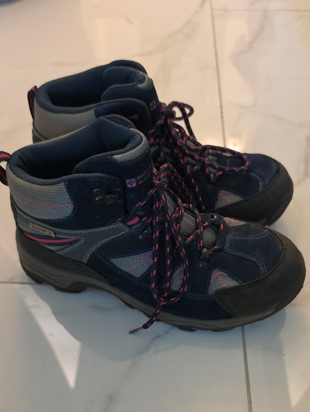 Waterproof - Mountain Warehouse - Women's Navy and Pink Hiking Boots 9